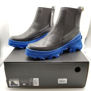 Sorel Women Brex Chelsea Boots Sz 9.5 Waterproof Black Blue Leather Ankle